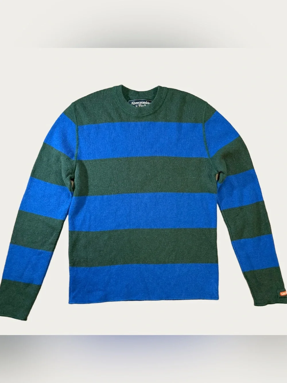 Abercrombie & Fitch - Vintage Wool Sweater - Mens XS Blue Green Striped 90s, Y2K
